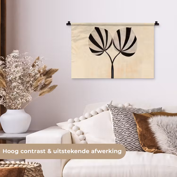 Wandkleed - Bladeren - Gestreept - Stengel - Beige — 4
