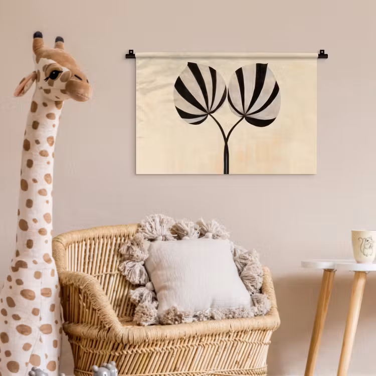 Wandkleed - Bladeren - Gestreept - Stengel - Beige — 5
