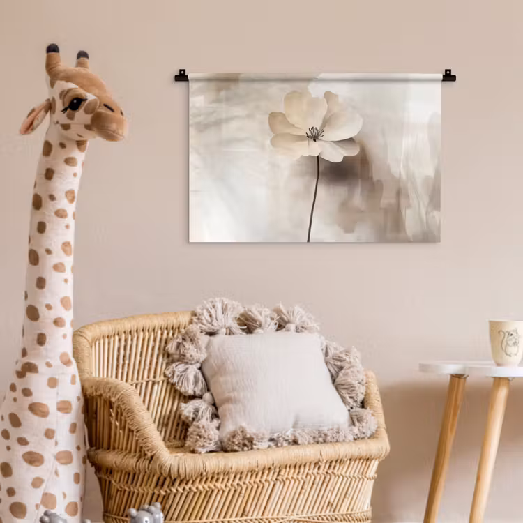 Wandkleed - Bloem - Beige - Verf - Schaduw — 5