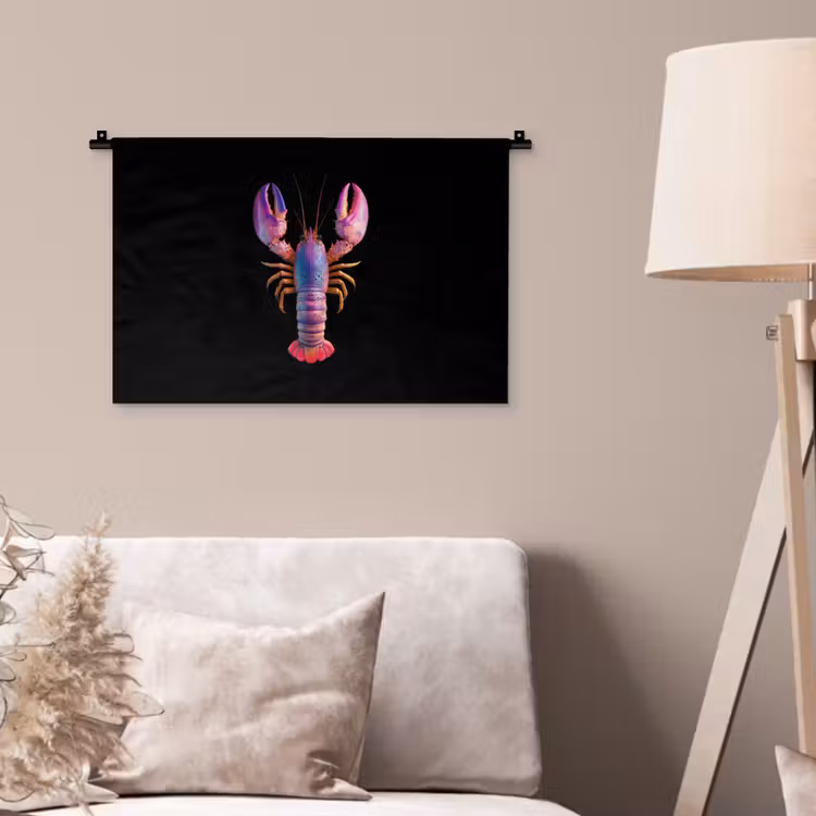 Wandkleed - Kreeft - Paars - Roze - Zwart - Stippen - Lila — 2