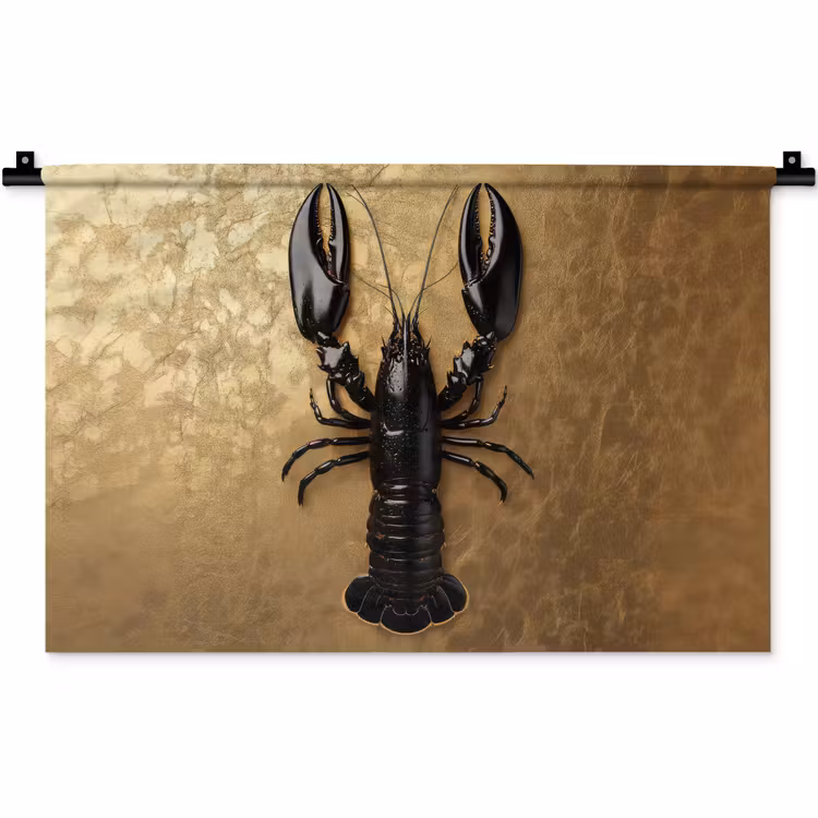 Wandkleed - Kreeft - Zwart - Goud - Luxe — 1