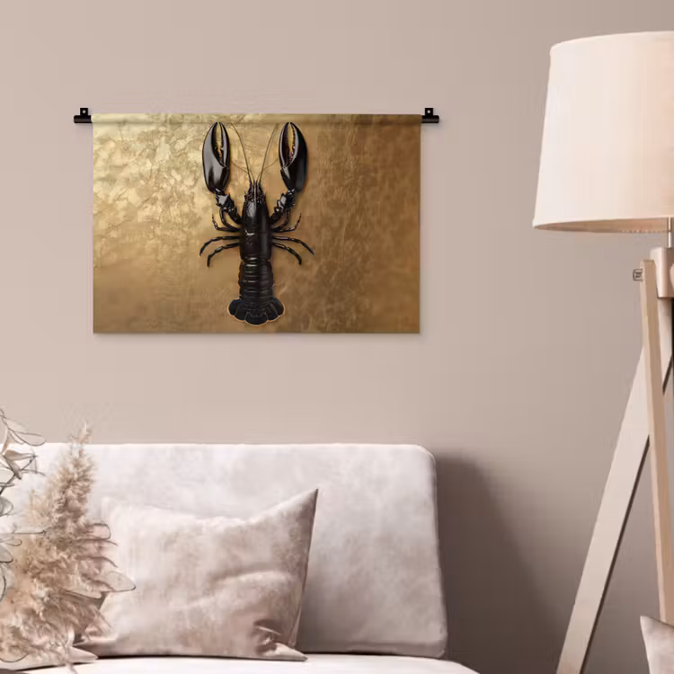 Wandkleed - Kreeft - Zwart - Goud - Luxe — 2