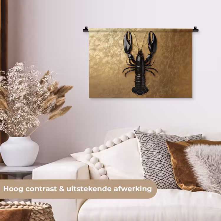 Wandkleed - Kreeft - Zwart - Goud - Luxe — 4