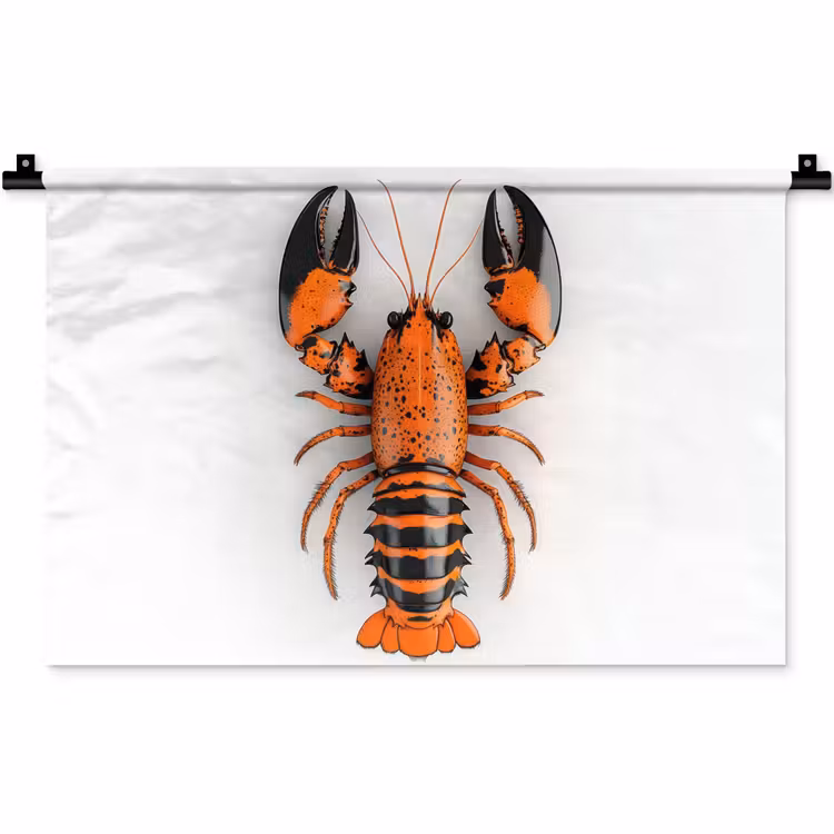 Wandkleed - Kreeft - Zwart - Oranje - Wit - Uniek — 1