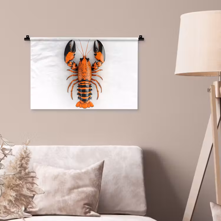Wandkleed - Kreeft - Zwart - Oranje - Wit - Uniek — 2