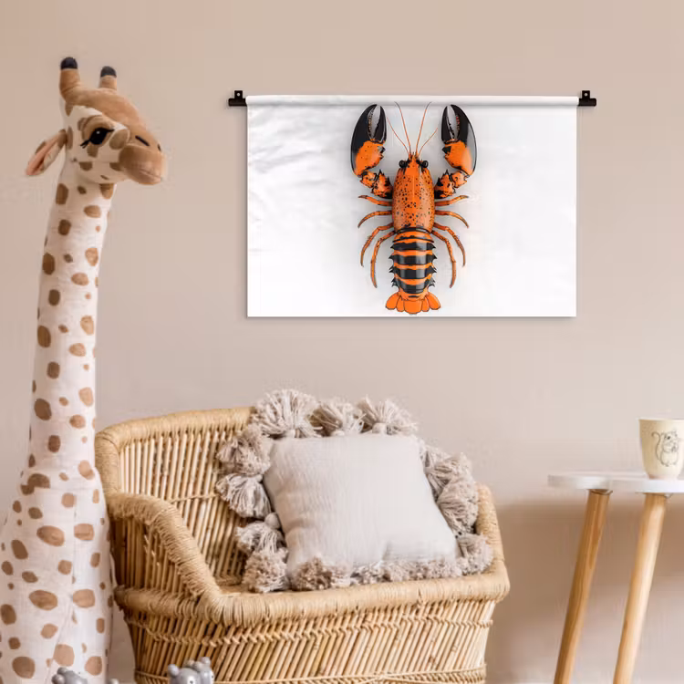 Wandkleed - Kreeft - Zwart - Oranje - Wit - Uniek — 5