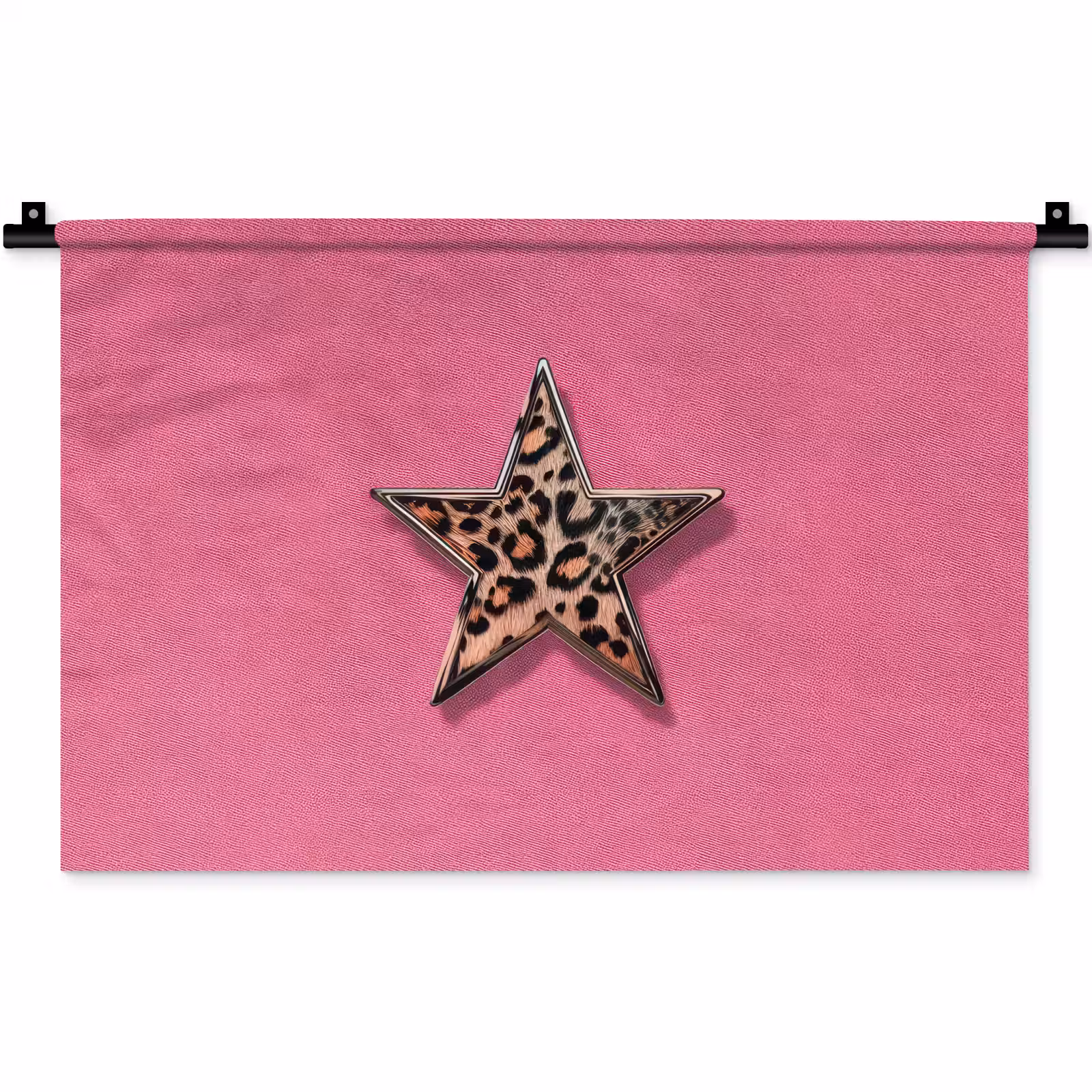 Wandkleed - Ster - Luipaard - Print - Roze — 1