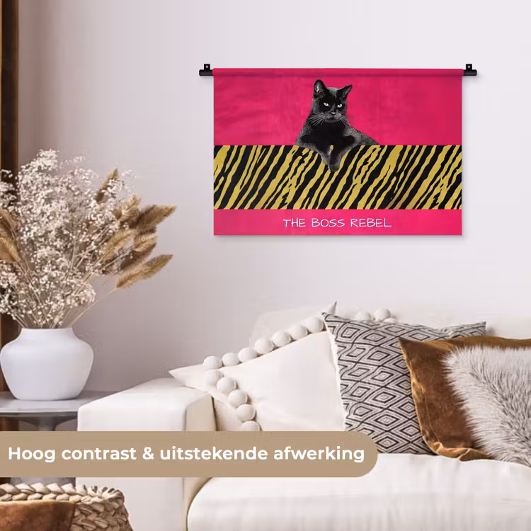 Wandkleed - Kat - Baas - Roze - Tijgerprint — 4