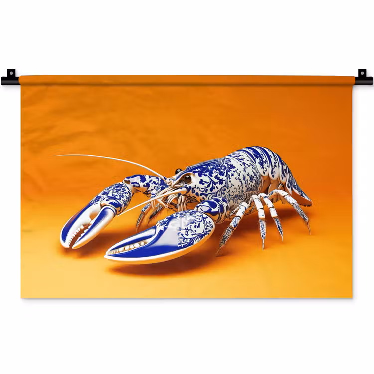 Wandkleed - Kreeft - Delftsblauw - Schild - Stoer - Oranje — 1