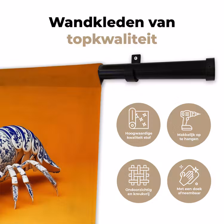 Wandkleed - Kreeft - Delftsblauw - Schild - Stoer - Oranje — 3