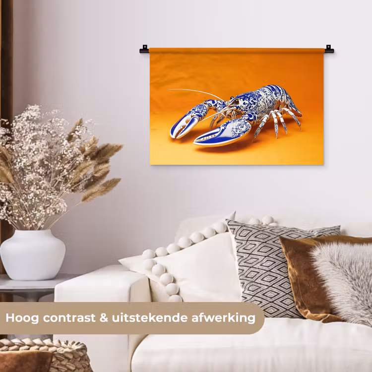 Wandkleed - Kreeft - Delftsblauw - Schild - Stoer - Oranje — 4