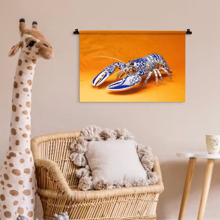 Wandkleed - Kreeft - Delftsblauw - Schild - Stoer - Oranje — 5