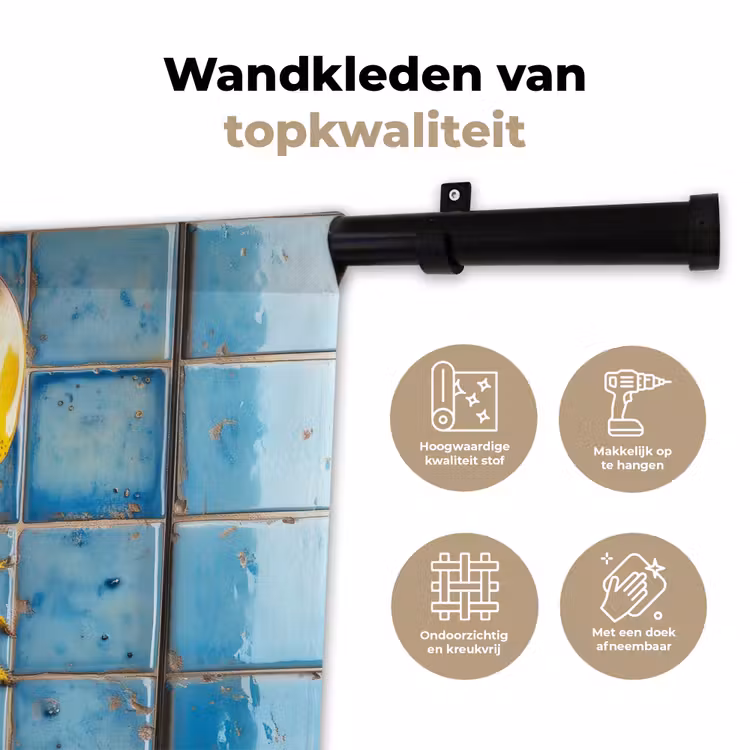Wandkleed - Kreeft - Geel - Blauw - Tegels — 3