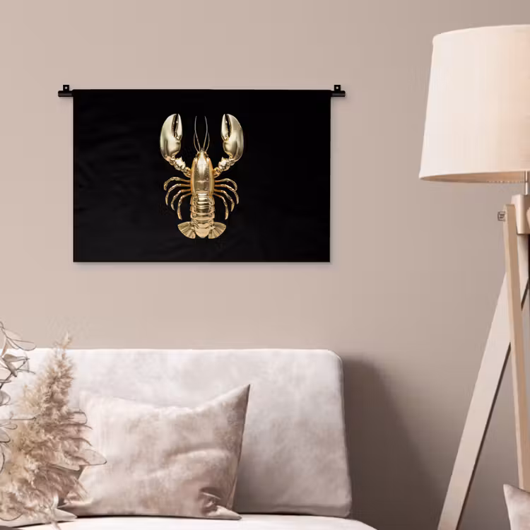 Wandkleed - Kreeft - Goud - Textuur - Zwart — 2