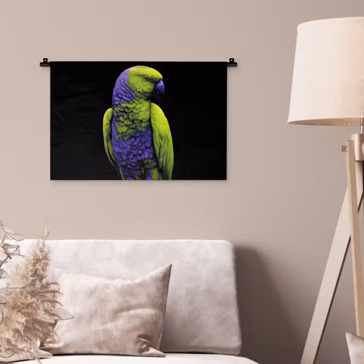 Wandkleed - Papegaai - Veren - Opvallend - Groen — 2
