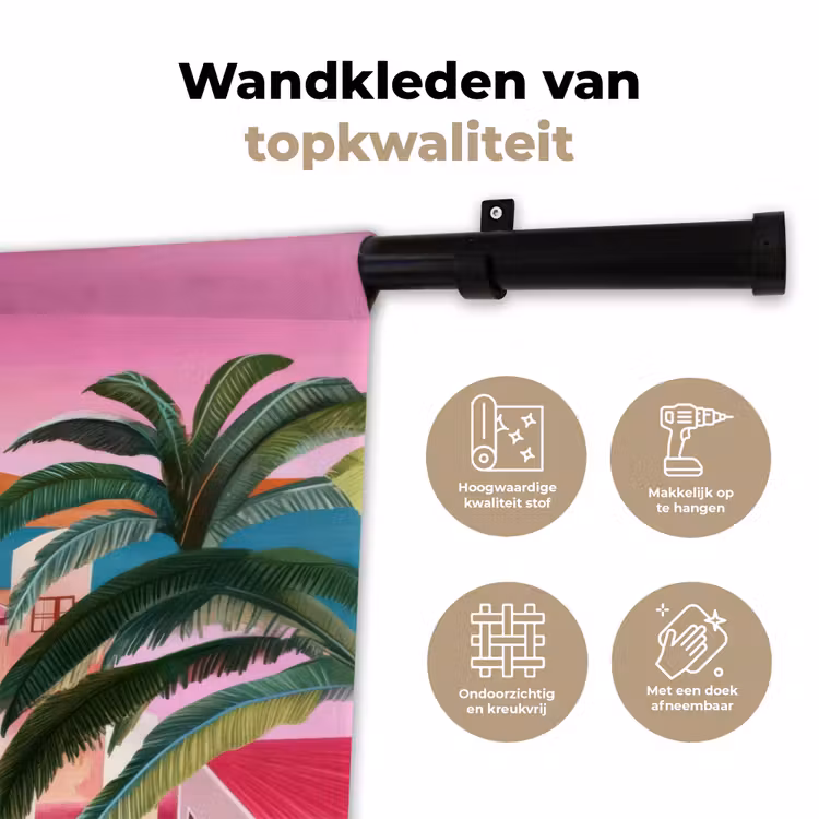 Wandkleed - Stad - Roze - Palmbomen — 3