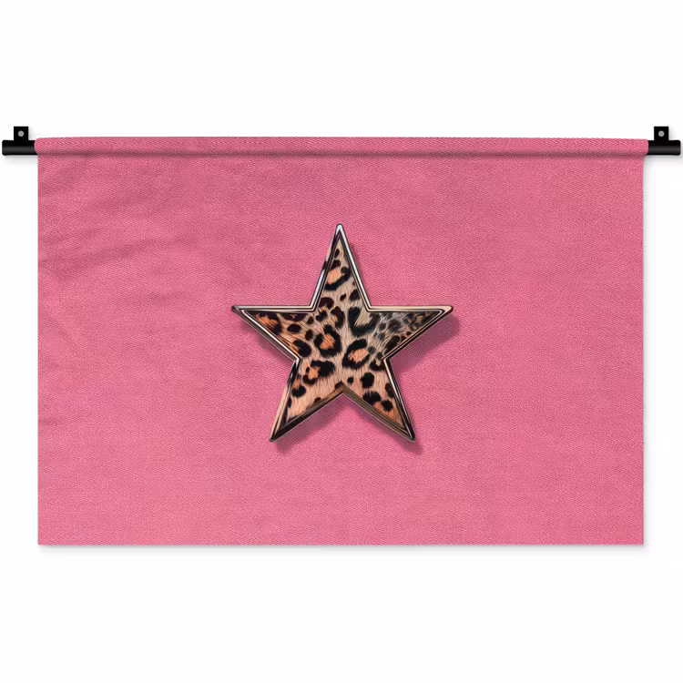 Wandkleed - Ster - Luipaard - Print - Roze — 1