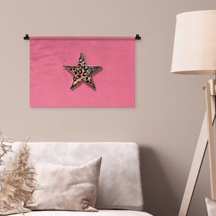 Wandkleed - Ster - Luipaard - Print - Roze — 2