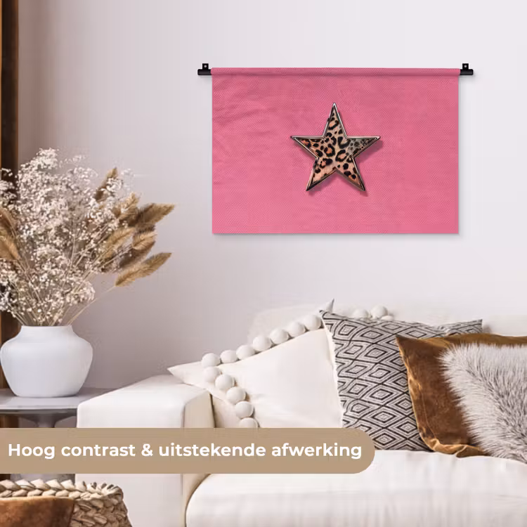 Wandkleed - Ster - Luipaard - Print - Roze — 4