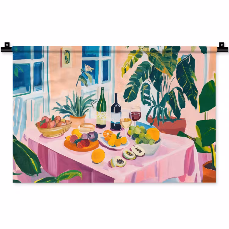 Wandkleed - Tafel - Wijn - Fruit — 1