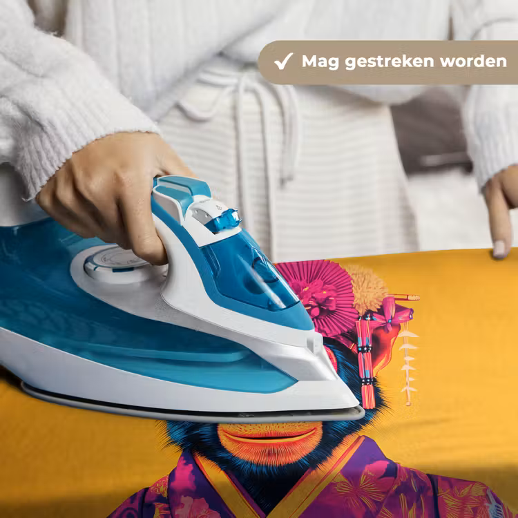 Wandkleed - Aap - Kimono - Bloemen - Hoofdtooi — 6
