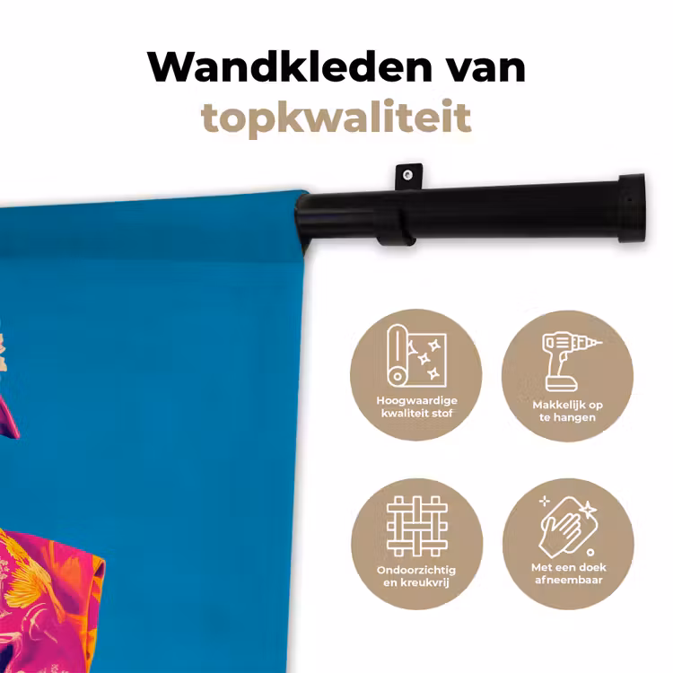 Wandkleed - Bloemenkrans - Hagedis - Kimono - Paars — 3