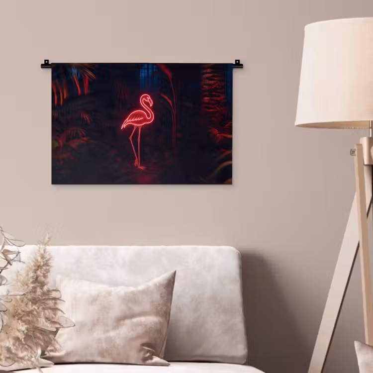 Wandkleed - Flamingo - Roze - Neon - Licht — 2