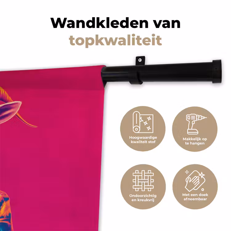 Wandkleed - Geit - Hoorns - Kimono - Kleurrijk — 3