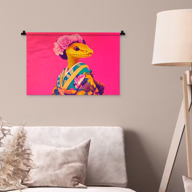 Wandkleed - Hagedis - Bloemen - Roze - Kimono — 2