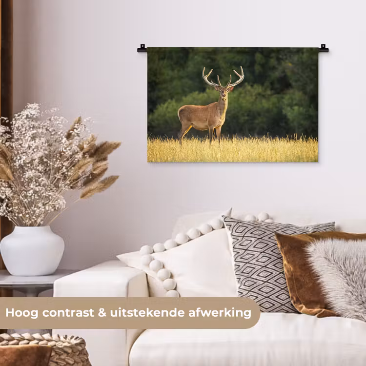 Wandkleed - Hert - Gewei - Gras - Natuur - Dieren - Groen — 4