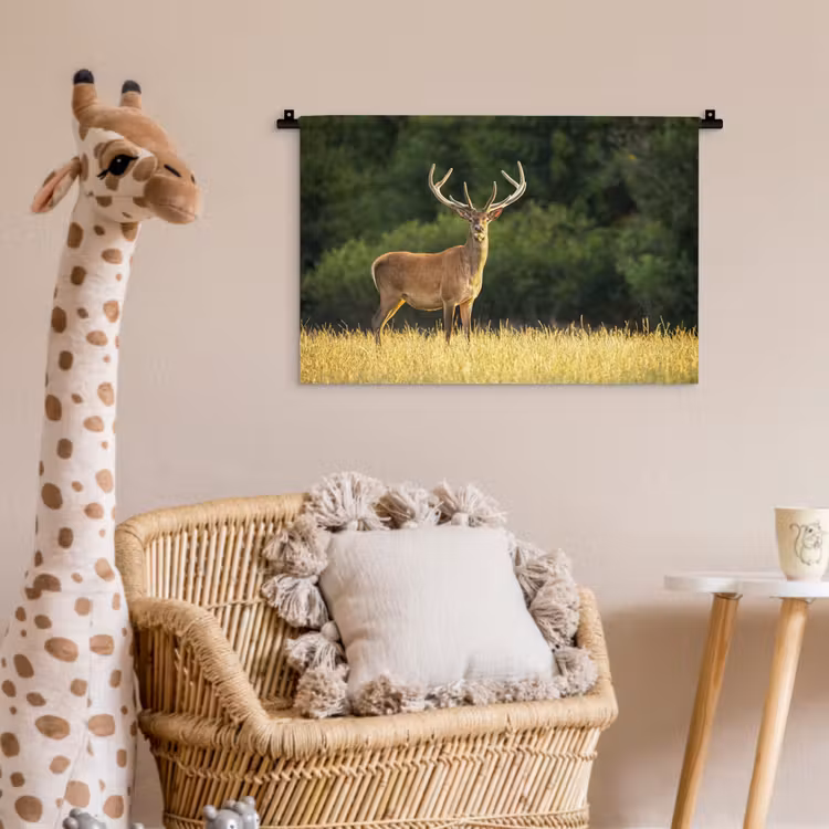 Wandkleed - Hert - Gewei - Gras - Natuur - Dieren - Groen — 5