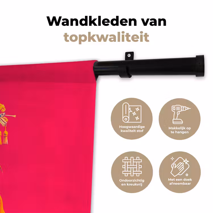 Wandkleed - Kat - Kimono - Bloemen - Roze — 3