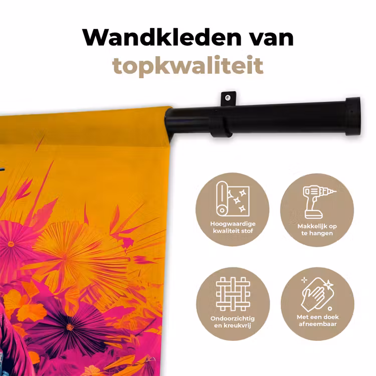Wandkleed - Kimono - Roze - Panda - Bloemenkroon — 3