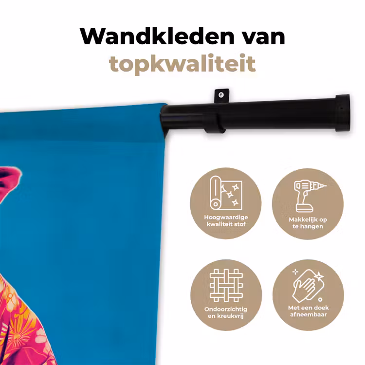 Wandkleed - Koe - Bloemenkrans - Oorhangers - Kimono — 3