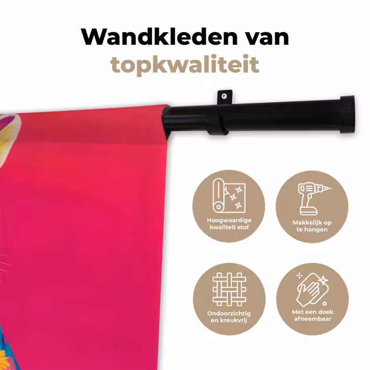 Wandkleed - Konijn - Bloemen - Kleurrijk - Kimono — 3