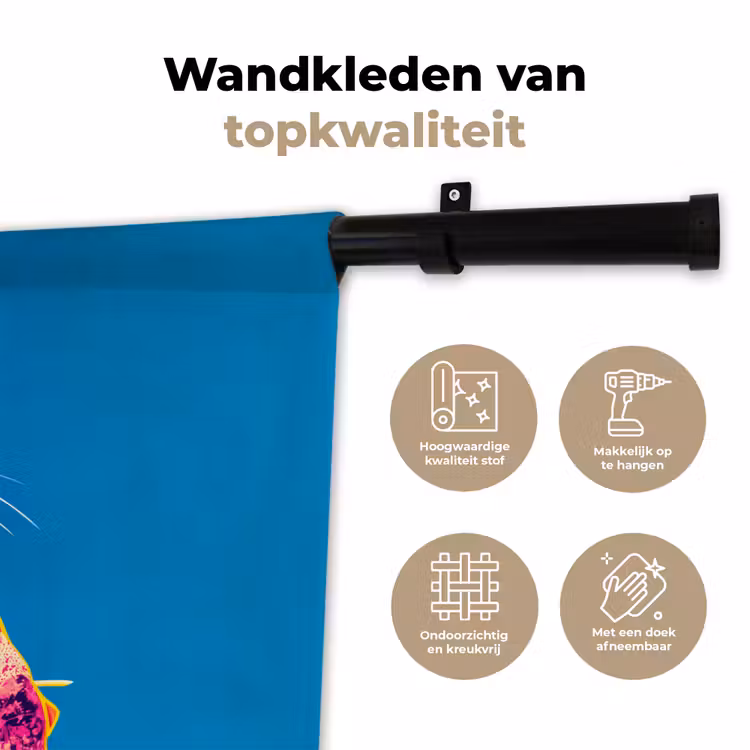 Wandkleed - Muis - Kimono - Bloemen - Blauw — 3
