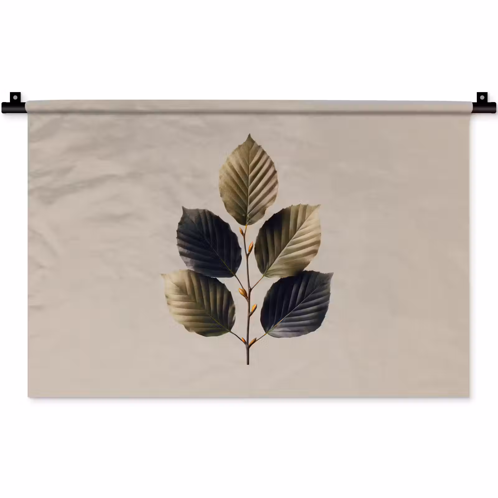 Wandkleed - Beukenbladeren - Bruin - Groen - neutraal — 1