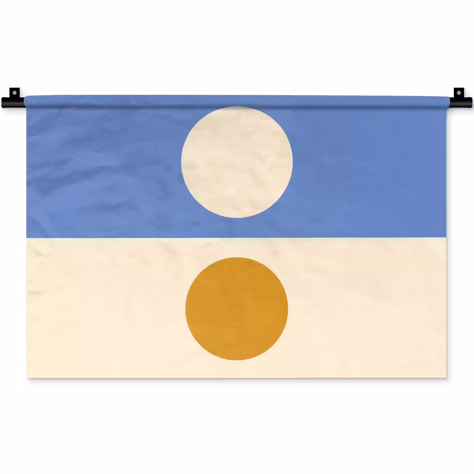 Wandkleed - Cirkels - Symmetrisch - Wit - Blauw- Geel — 1
