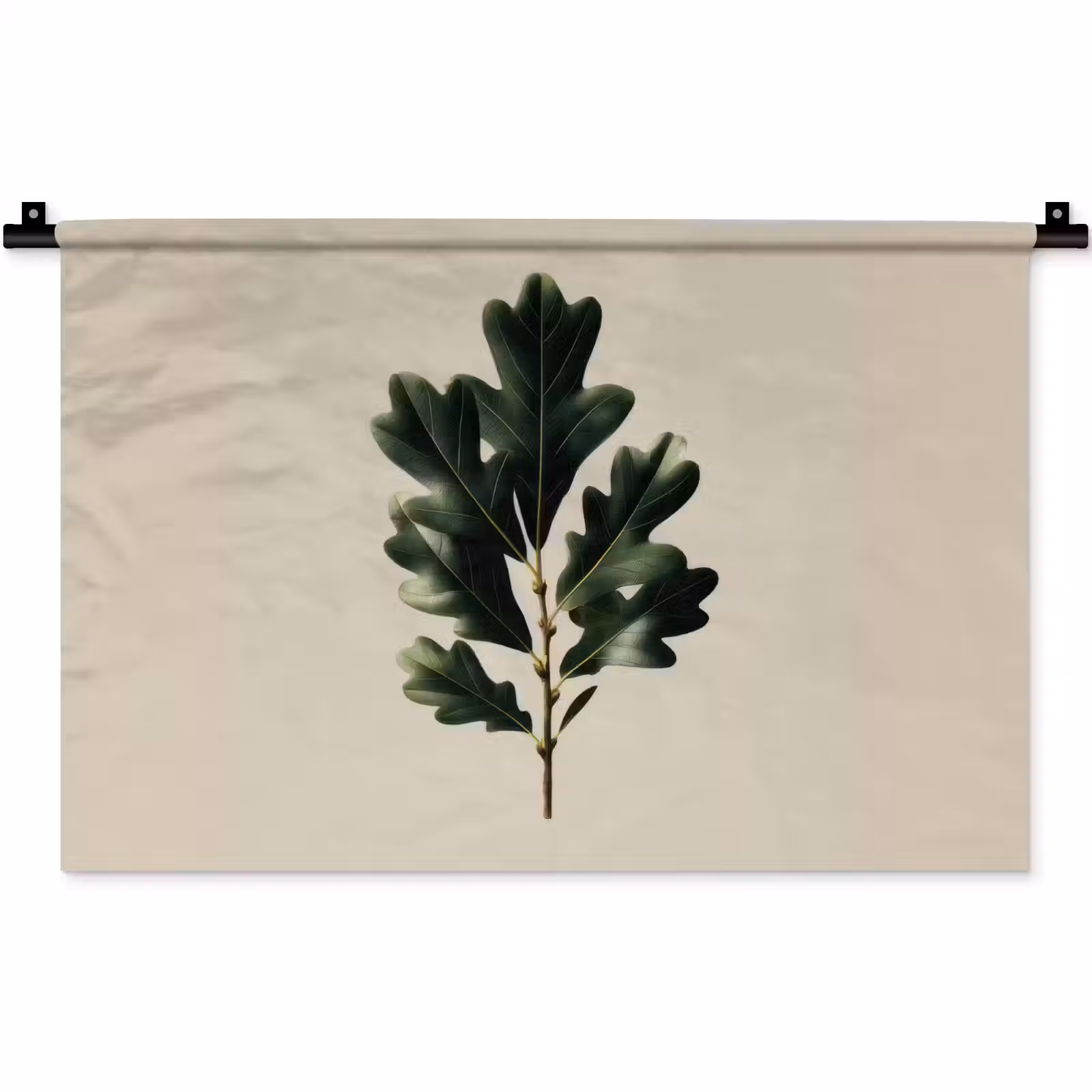 Wandkleed - Eikenbladeren - Beige - Groen - Golvende randen — 1