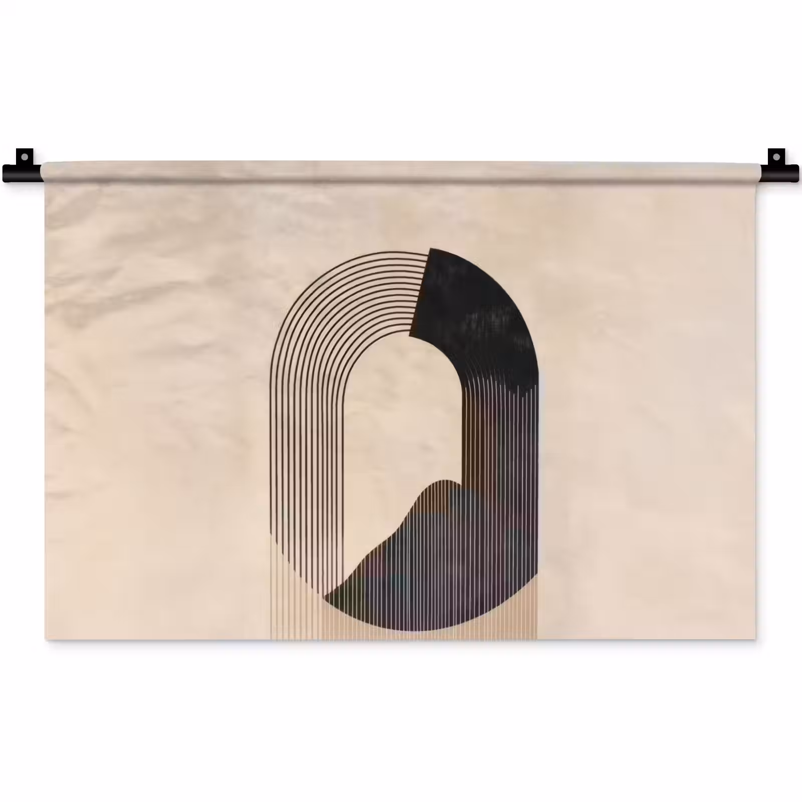 Wandkleed - Grafisch gebogen motief - Beige — 1