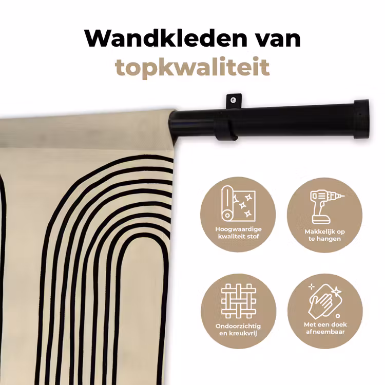 Wandkleed - Boogvormen - Zwart - Strak — 3