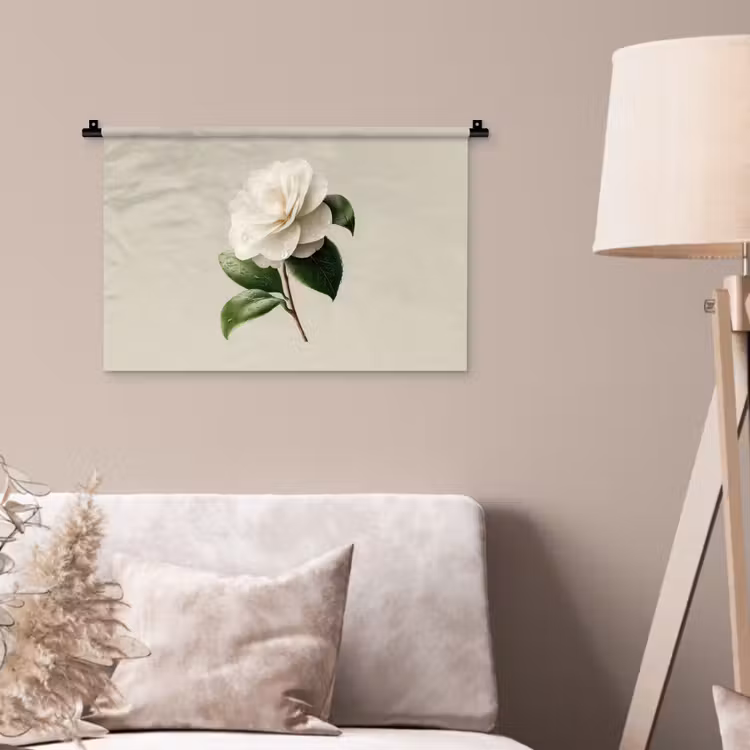 Wandkleed - Cameliabloem - Wit - Groen — 2