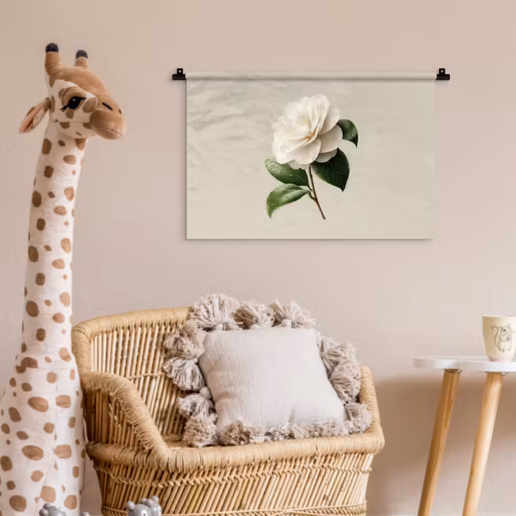 Wandkleed - Cameliabloem - Wit - Groen — 5