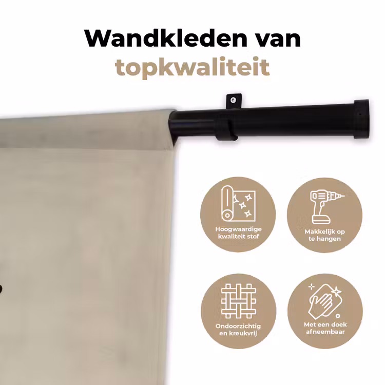 Wandkleed - Eikenbladeren - Beige - Groen - Golvende randen — 3