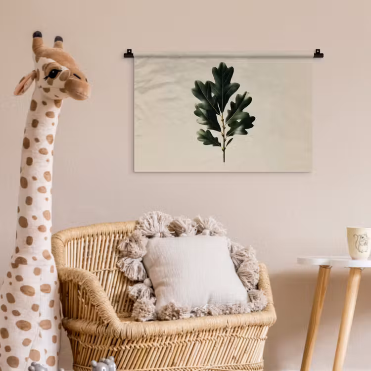 Wandkleed - Eikenbladeren - Beige - Groen - Golvende randen — 5