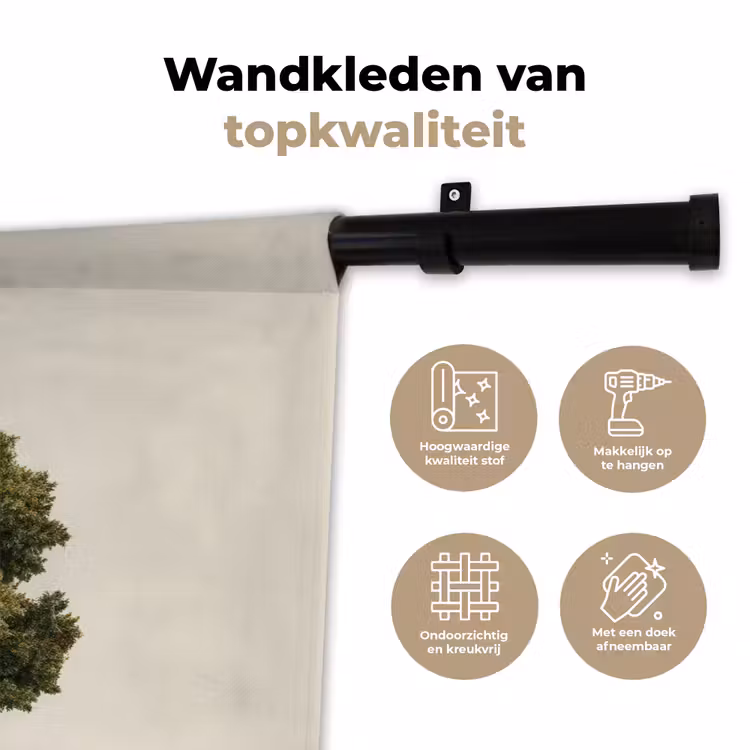 Wandkleed - Eikenboom - Groen - Lichte achtergrond — 3