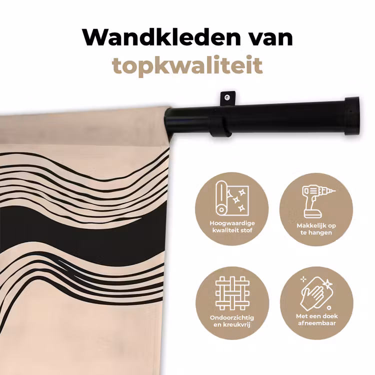 Wandkleed - Golven - Zwart - Zandkleur — 3