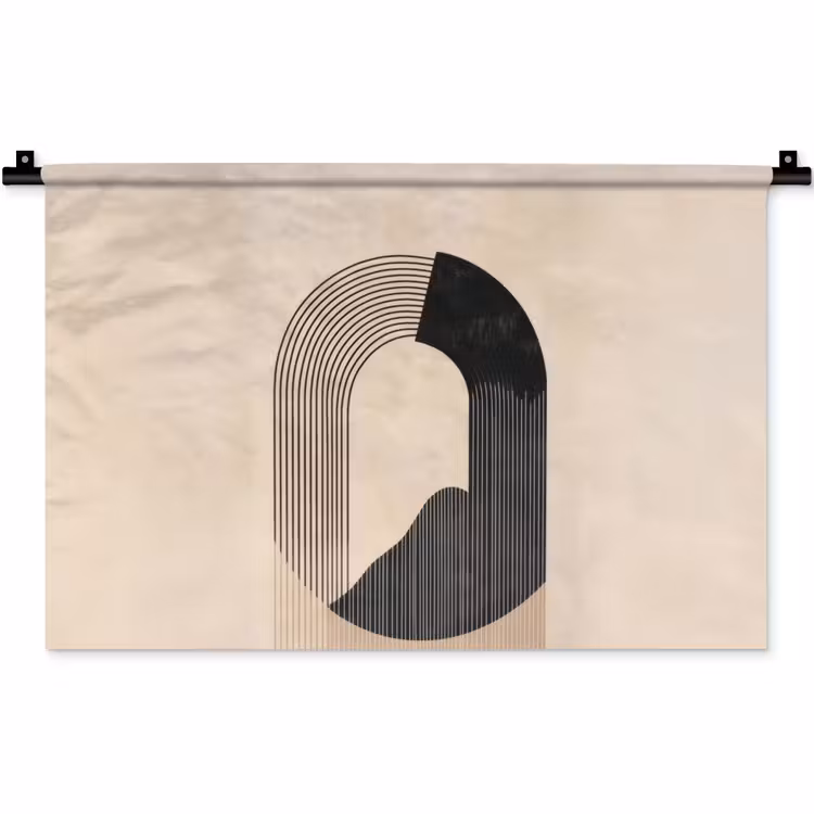 Wandkleed - Grafisch gebogen motief - Beige — 1