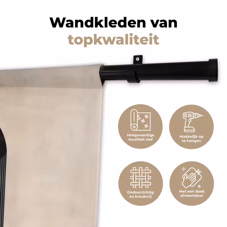 Wandkleed - Grafisch gebogen motief - Beige — 3