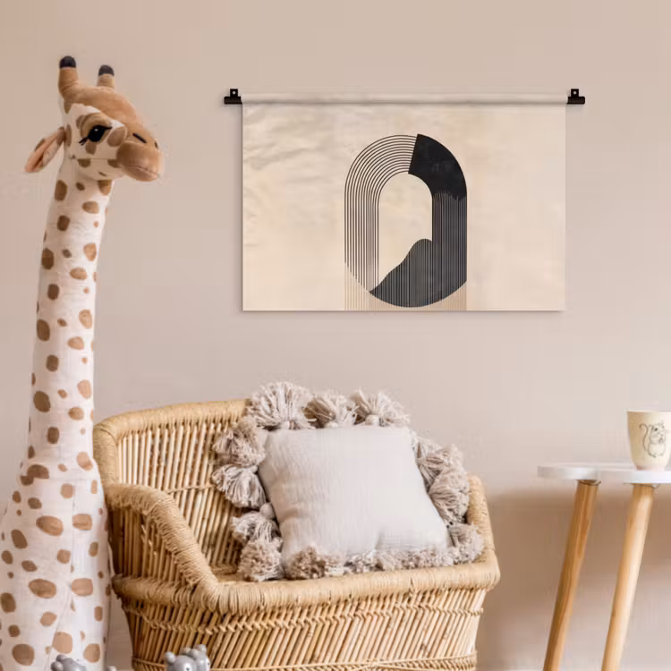 Wandkleed - Grafisch gebogen motief - Beige — 5